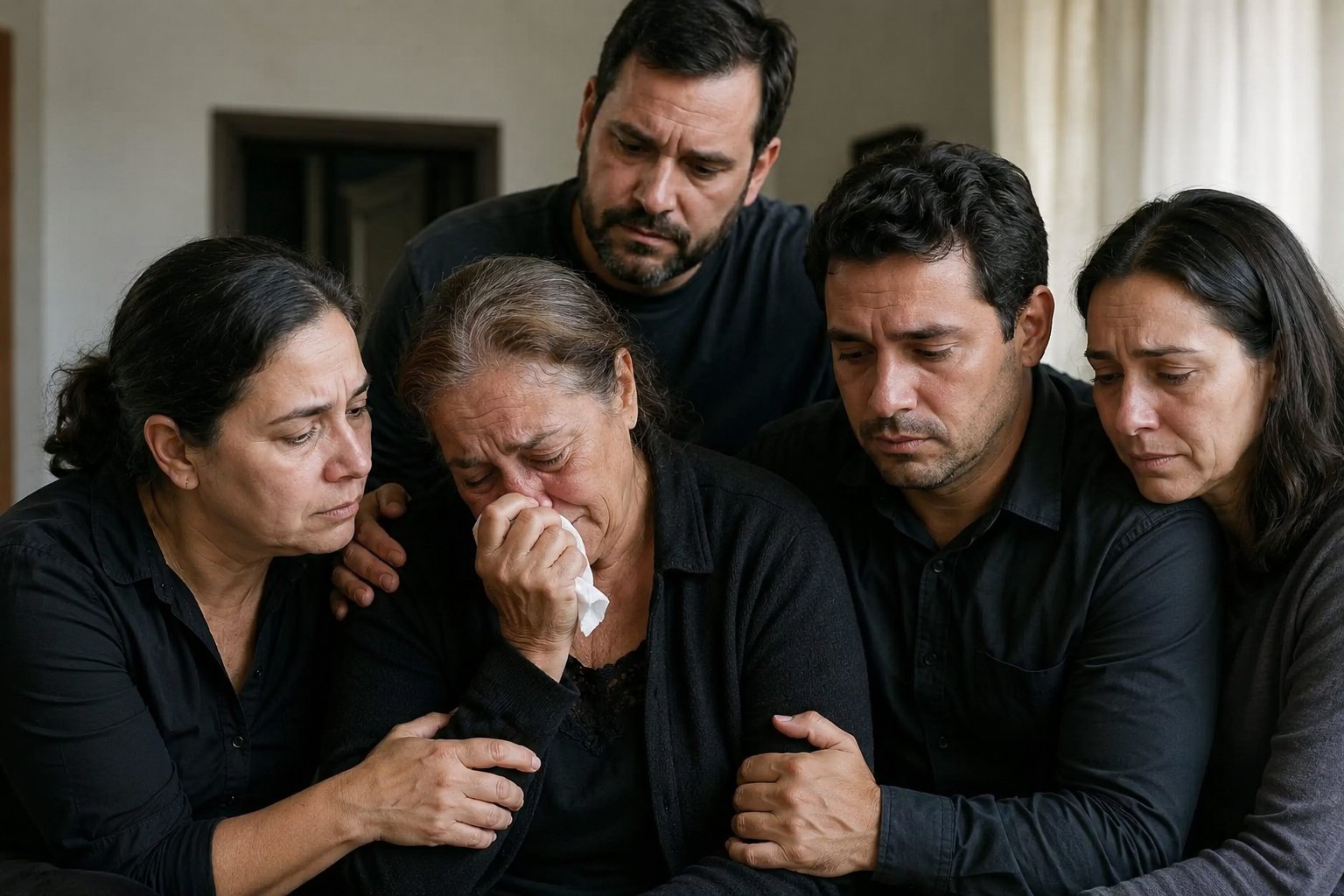 Família reunida em momento de luto — dano moral em ricochete